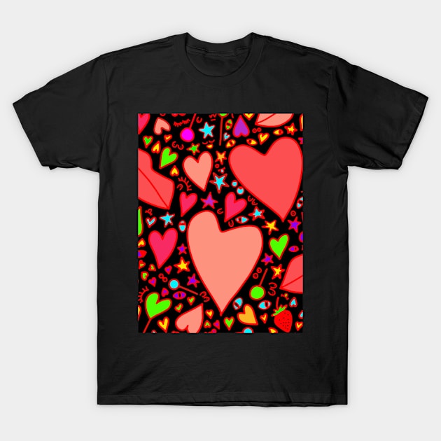 Love bright hearts kiss T-Shirt by artverich